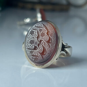 انگشتر عقیق دو رنگ ذكر ياسيدالشهدا(ع) ركاب دستساز خط دست خط استاد عابد