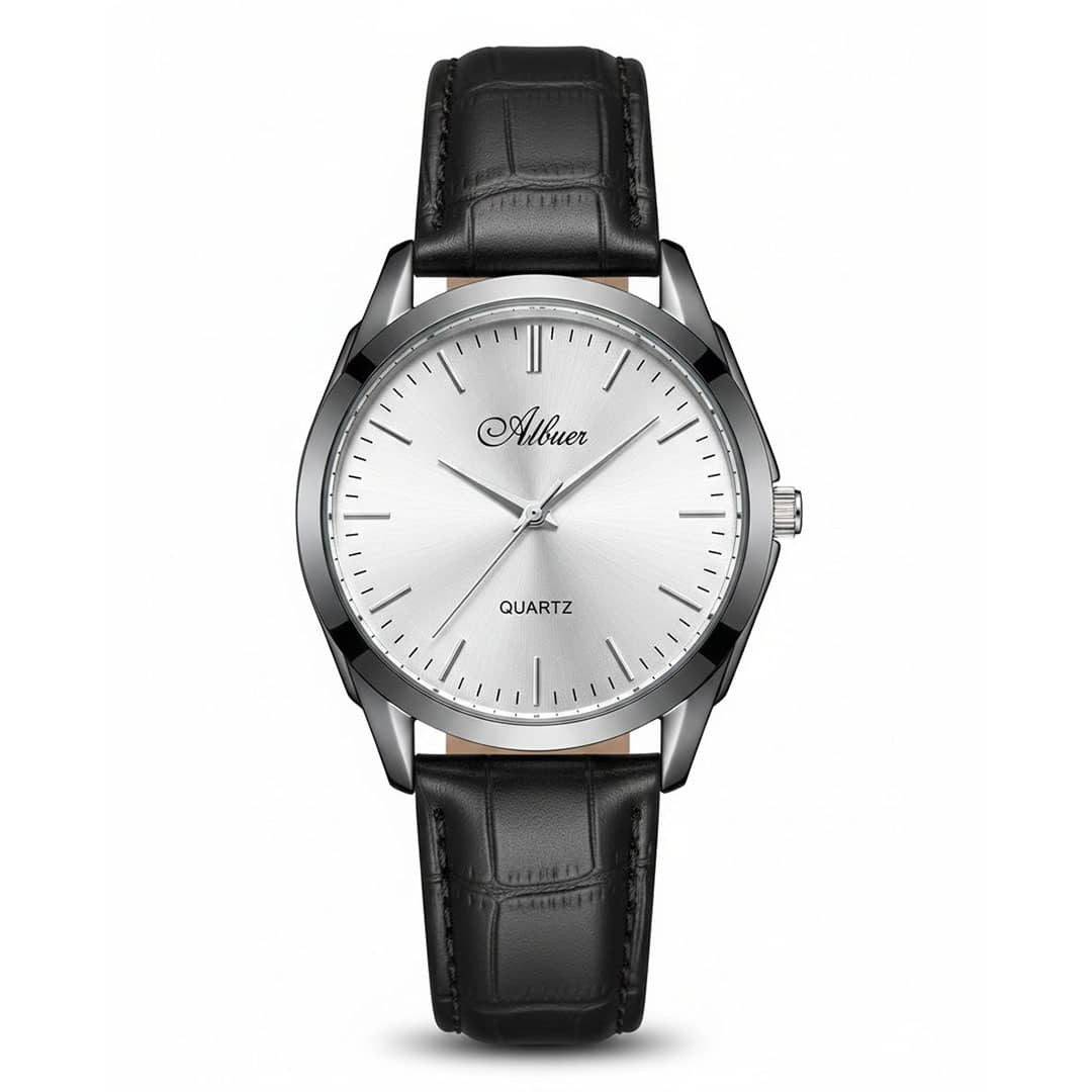 ساعت مچی مردانه ALBEN بند چرم اصل مشکی...