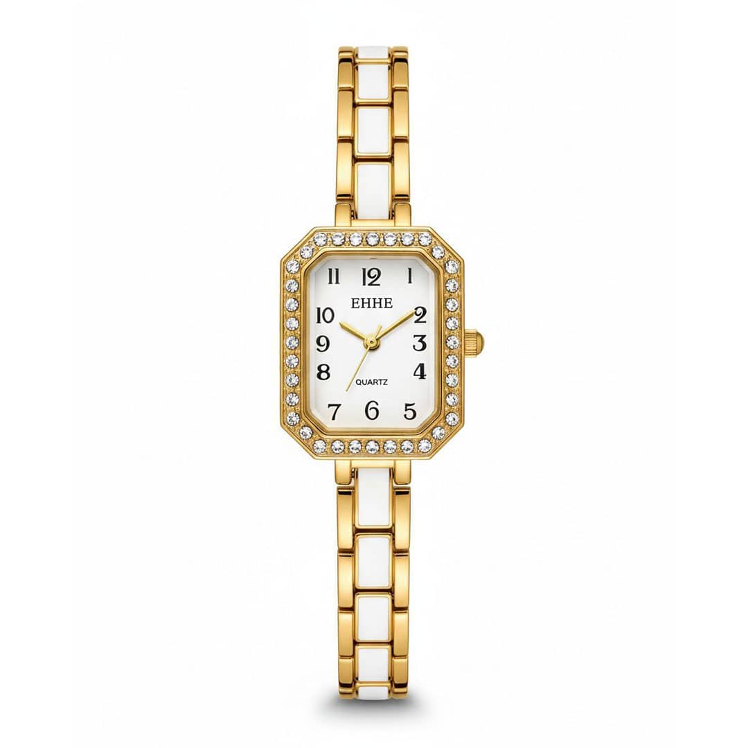 ساعت زنانه EHHE طلایی صفحه سفید، ظریف دستبندی کلاسیک